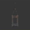 Antique Copper Metal Lantern With Ornate Framework And Decorative Stand