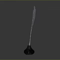Long White Feather And Small Black Ink Bottle On Dark Surface For Writing Supplies