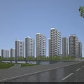 Modern High Rise Residential Buildings With Waterfront Greenery And Landscaped Areas