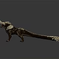 Mythical Creature Character With Brown Body Red Eyes Horned Appendages And Scaled Features