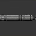 Metallic Silver Cylindrical Weapon With Detailed Grip Functional Buttons And Sleek Finish