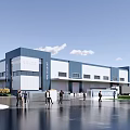 Modern Office Building For Telecom And Fire Center With Symmetrical Architecture And Reflective Waterfront