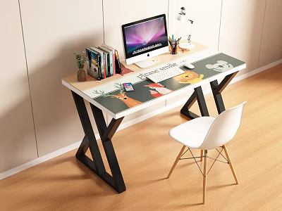 Modern computer table and chair computer desk 3d model