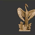 Golden Phoenix Sculpture With Spreading Wings And Decorative Base For Home Decor