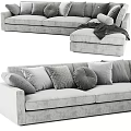 Grey Sectional Sofa With Multiple Decorative Pillows And Cozy Blanket 3d model