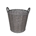 Gray Woven Rattan Storage Basket With Two Handles For Home Organizing