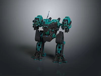Green Armored Robot Game Movie Character With Mechanical Design And Futuristic Look 3d model
