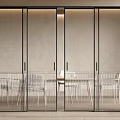 Modern Glass Sliding Doors With Black Frames For Interior Dining Room Partition 3d model