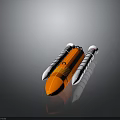 Orange Streamlined Missile Featuring White Tail Fins Striped Sections And Aerodynamic Design