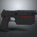 Modern Futuristic Black Gun with Red Accents and Tactical Design Features 3d model