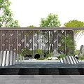 Scenic Feature Wall Design With Green Plants Water Feature And Paved Ground