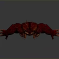 Fierce Red Horned Monster Character With Muscular Build Spiked Details 3D Model Design