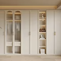 White Modern Wardrobe With Glass Doors Built-in Lighting And Open Shelves