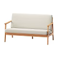 Light Colored Fabric Multi Seat Sofa With Wooden Frame And Armrests For Living Room