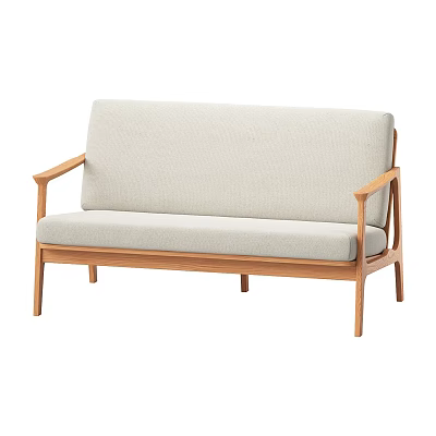 Light Colored Fabric Multi Seat Sofa With Wooden Frame And Armrests For Living Room 3d model