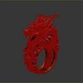Dragon Shaped Ring With Blue Gold Accents And Red Gemstone Detail