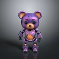 Cute Purple Robot Bear Character Design With Mechanical Body And Anthropomorphic Features