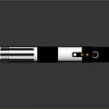 Lightsaber Hilt Design With Metallic Silver Black Sections And Reflective Surface