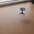 Herringbone Light Wood Flooring With Natural Texture And Small Round Table 3d model
