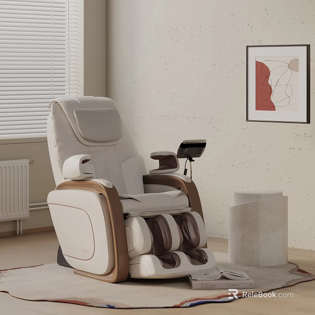 Modern Ergonomic Massage Chair With Leather Upholstery And Wooden Accents For Home Relaxation 3d model 