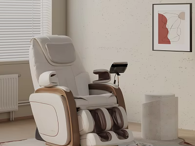 Modern Ergonomic Massage Chair With Leather Upholstery And Wooden Accents For Home Relaxation 3d model