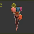 Colorful Balloons With Green Pink Blue Purple Red Tied With Blue Strings Against Dark Background