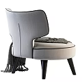 Elegant Modern Light Gray Linen Accent Chair With Tasseled Throw Blanket