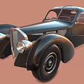 Vintage Black Car With Streamlined Body Design Classic Headlights And Retro Wheels
