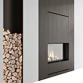 Modern Fireplace Interior With Wood Stack And Minimalist Style 3d model