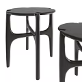 Two Modern Dark Colored Wooden Side Tables With Unique Leg Structure 3d model