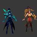 Diverse Game And Movie Characters With Unique Costumes And Weapon Designs