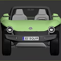 Modern Light Green Open Top Off Road Car With Large Wheels And Light Seats