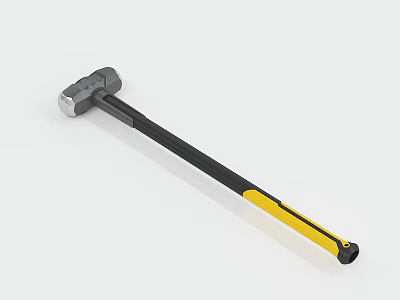Durable Hardware Hammer Tool With Black Yellow Handle And Metal Head 3d model