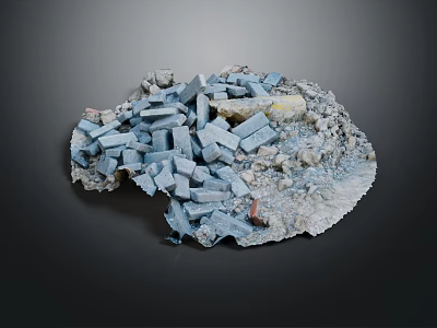 Natural Blue Gravel Pile With Gray Soil And Crushed Stone Aggregate 3d model
