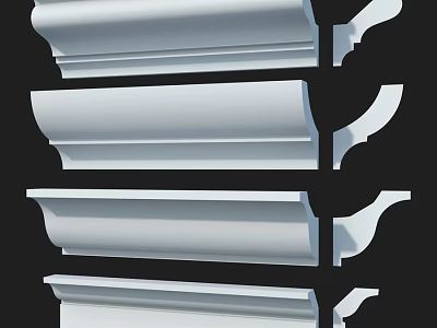White Decorative Moldings With Various Designs For Interior Decoration 3d model