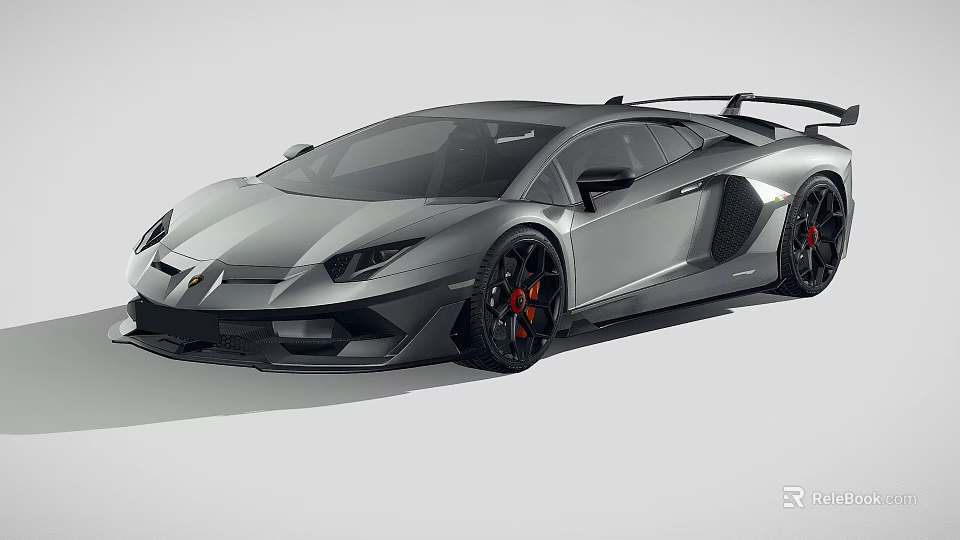 Sleek Silver Gray Supercar With Aerodynamic Body Black Rear Spoiler And Red Brake Calipers 3d model 