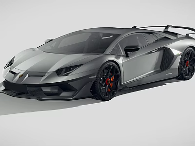 Sleek Silver Gray Supercar With Aerodynamic Body Black Rear Spoiler And Red Brake Calipers 3d model