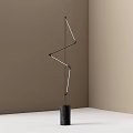 Modern Minimalist Floor Lamp With Metal Geometric Stand And Black Marble Base Design