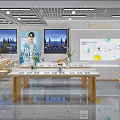 Modern Video Experience Store Interior With Display Tables Large Screens And Electronic Devices 3d model