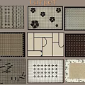 Various Square Carpet Patterns With Floral Geometric And Dotted Designs 3d model