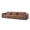 Brown Three Seater Fabric Sofa With Three Cushions Modern Minimalist Design 3d model
