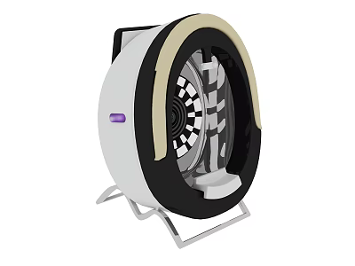 Circular White And Black Medical Device With Grid Pattern Purple Indicator Light And Stand Base 3d model