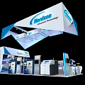 Nordson Advanced Technology Modern Exhibition Booth With Blue White Design And Equipment