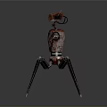 Metallic Robotic Creature With Red Textured Body And Multiple Legs Design