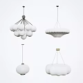 Modern White Chandeliers Design With Round Globe Cloud Shaped And Metal Frame 3d model