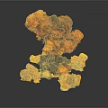 3D Rendered Garden Landscape With Volcano Eruption Red Orange Magma Black Mountain
