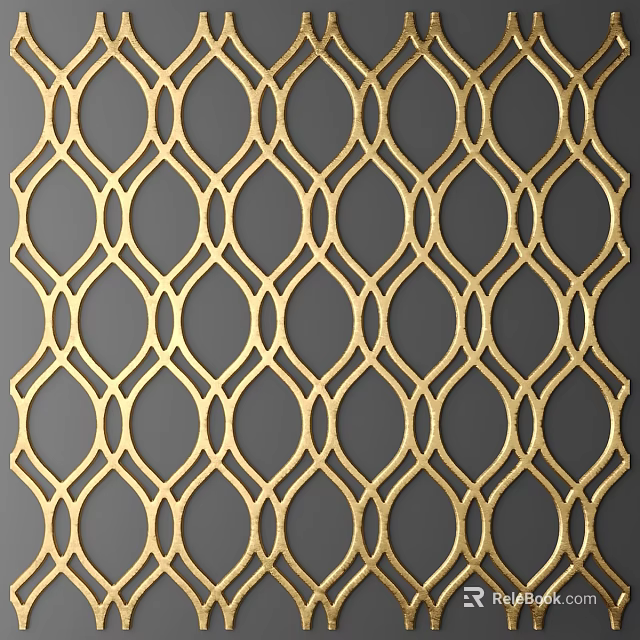 Golden Geometric Pattern Wall Decor With Intricate Openwork Design On Gray Background 3d model 