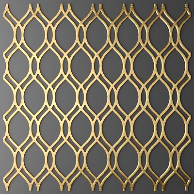 Golden Geometric Pattern Wall Decor With Intricate Openwork Design On Gray Background 3d model