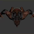 Horned Demon 3D Character Model With Muscular Body Sharp Claws And Red Skin