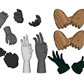 Men's Hand Models with Different Poses and Materials Including Wooden Plastic and Gloved